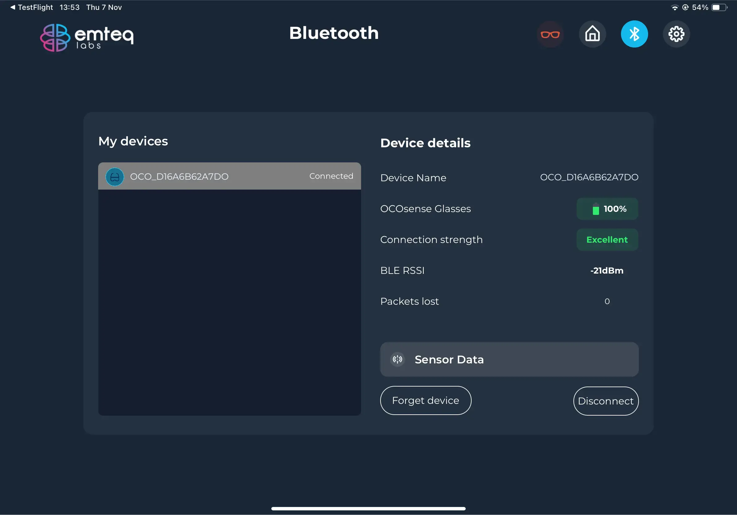 Bluetooth Settings Screen